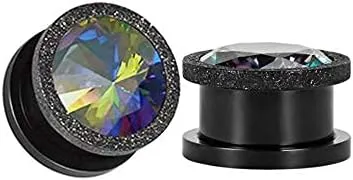 KUNIU 12PCS CZ Gems Ear Tunnels Plugs Gauges Seashell Floral Screws Stretcher Expander Set Piercing Jewelry 2g-3/4