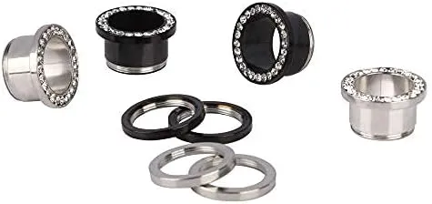 KUNIU 12PCS CZ Gems Ear Tunnels Plugs Gauges Seashell Floral Screws Stretcher Expander Set Piercing Jewelry 2g-3/4