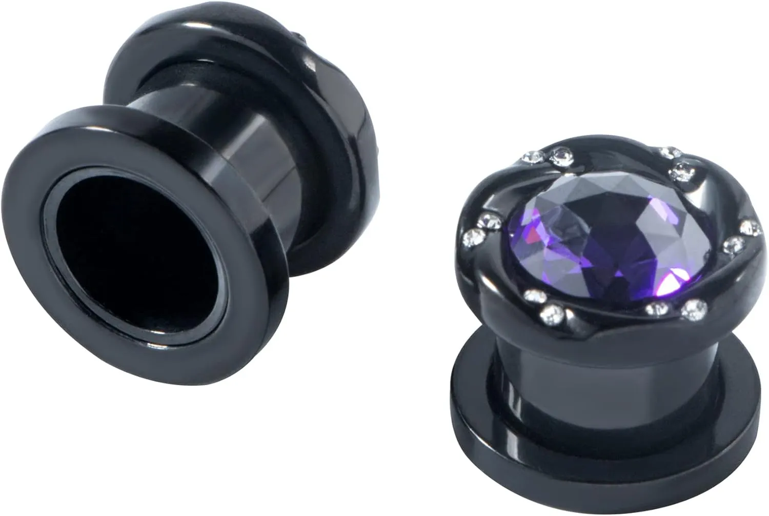 KUNIU 2pcs 5A CZ Gems Ear Tunnels ear Plugs ear Gauges Seashell Floral Screws Stretcher ear Expander Set Piercing Jewelry 2g-00g