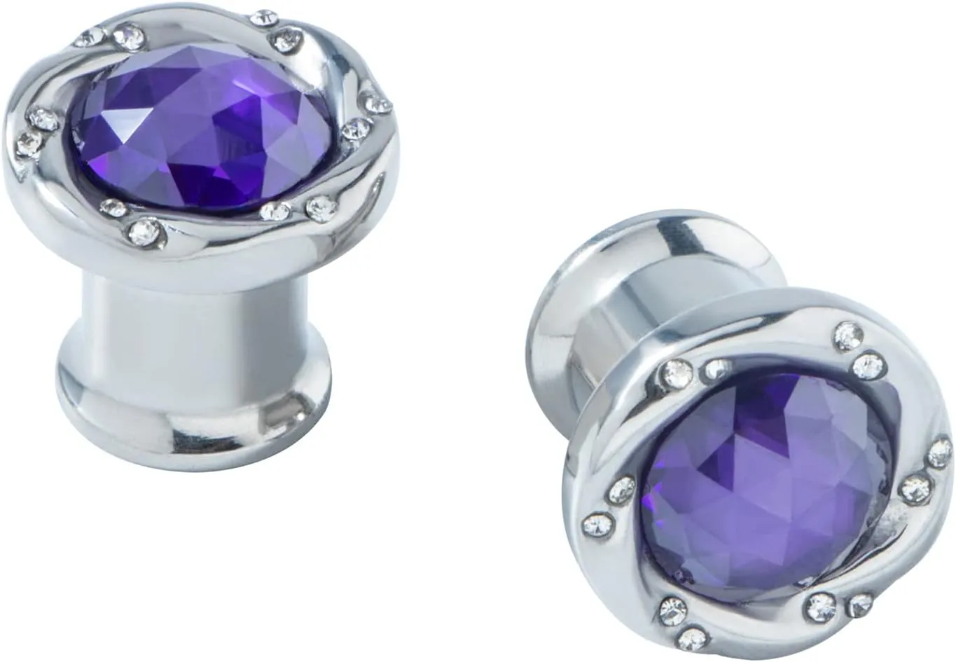 KUNIU 2PCS 5A CZ GemsTrumpet Ear Tunnels ear Plugs ear Gauges Floral Screws Stretcher ear Expander Piercing Jewelry6g-0g