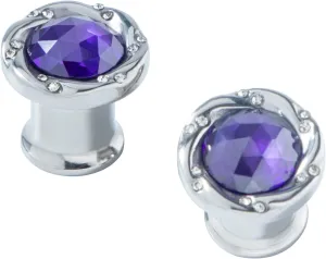 KUNIU 2PCS 5A CZ GemsTrumpet Ear Tunnels ear Plugs ear Gauges Floral Screws Stretcher ear Expander Piercing Jewelry6g-0g
