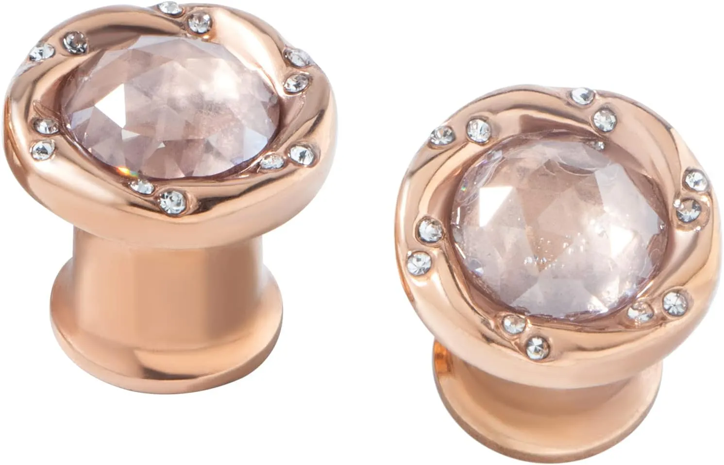 KUNIU 2PCS 5A CZ GemsTrumpet Ear Tunnels ear Plugs ear Gauges Floral Screws Stretcher ear Expander Piercing Jewelry6g-0g