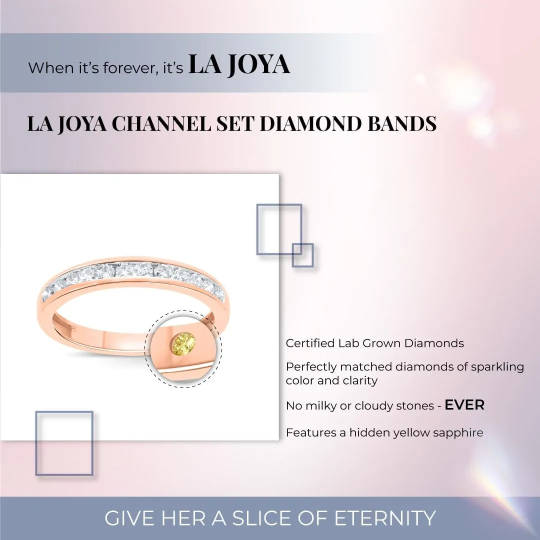 Lab Grown Diamond Wedding Rings for Women | 10K Yellow, White and Rose Gold Certified 1/6-1/2 Carat Channel Set Diamond Anniversary Bands and Wedding Bands for Her