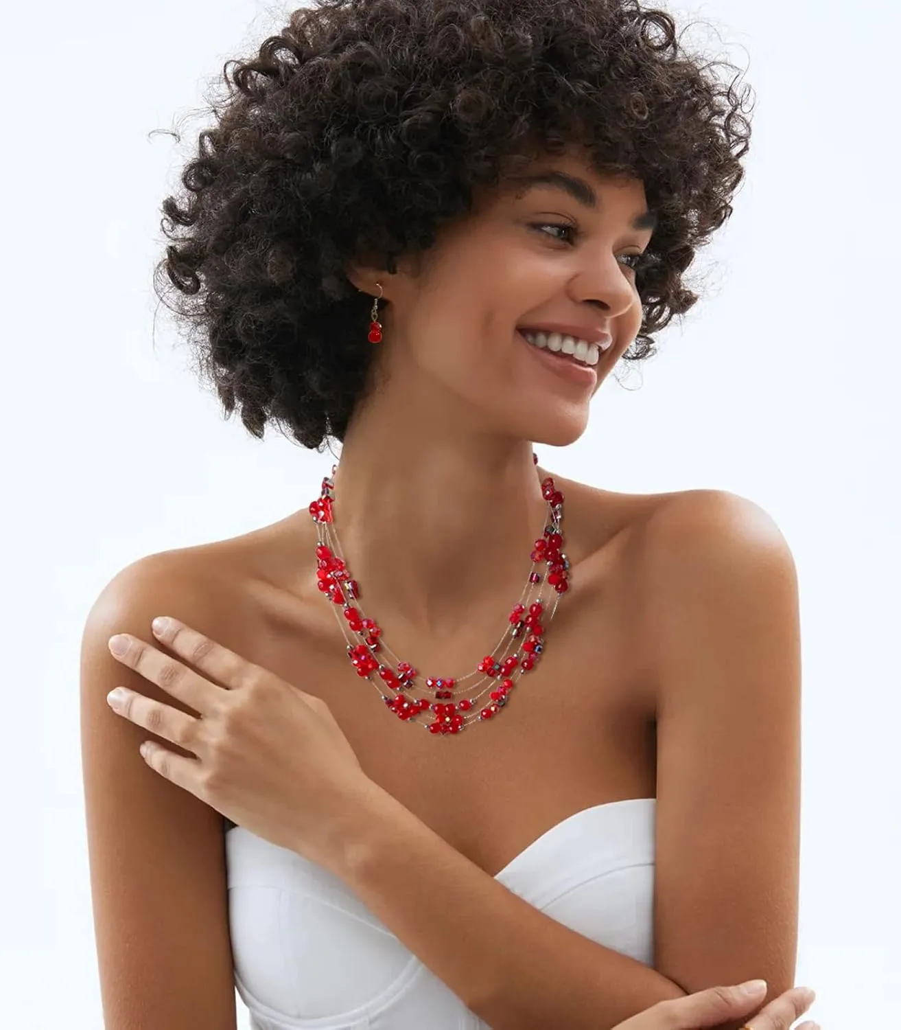 Layered Chunky Statement Necklace for Women Colorful Boho Beaded Necklaces and Earring Set Fashion Costume Jewelry for Women