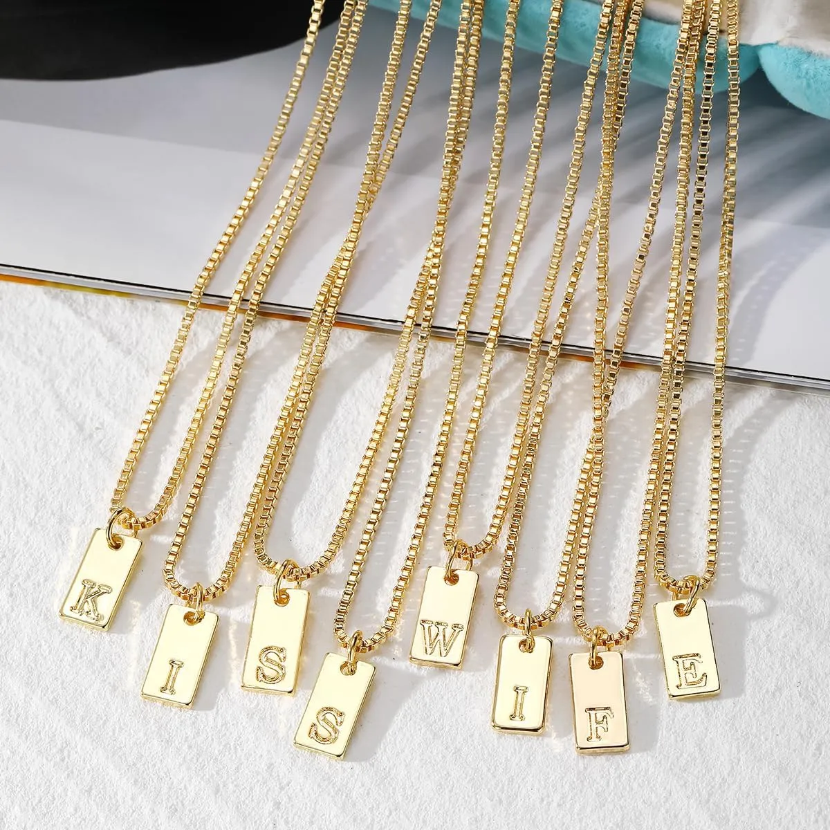 Layered Initial Necklaces Gold for Women, 14K Gold English Plated Initial A-Z Letter Necklace Pendant Personalized Dainty Link Chain Chokers, Mothers Day Jewelry Gifts