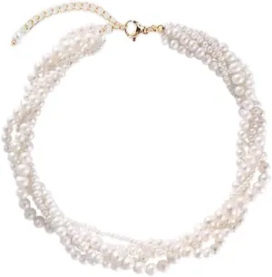 Layered Pearl Necklace Simulated Pearl Chokers for Women Multi-Strand Pearl Statement Bridal Choker Necklace for Wedding Party