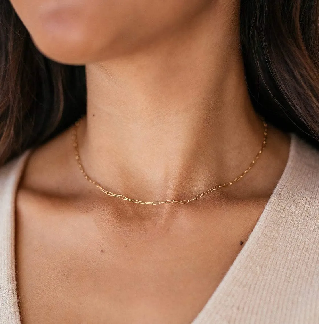 Lcherry Dainty Choker Necklace for Women 14K Gold Plated Choker Necklace Gifts for Her