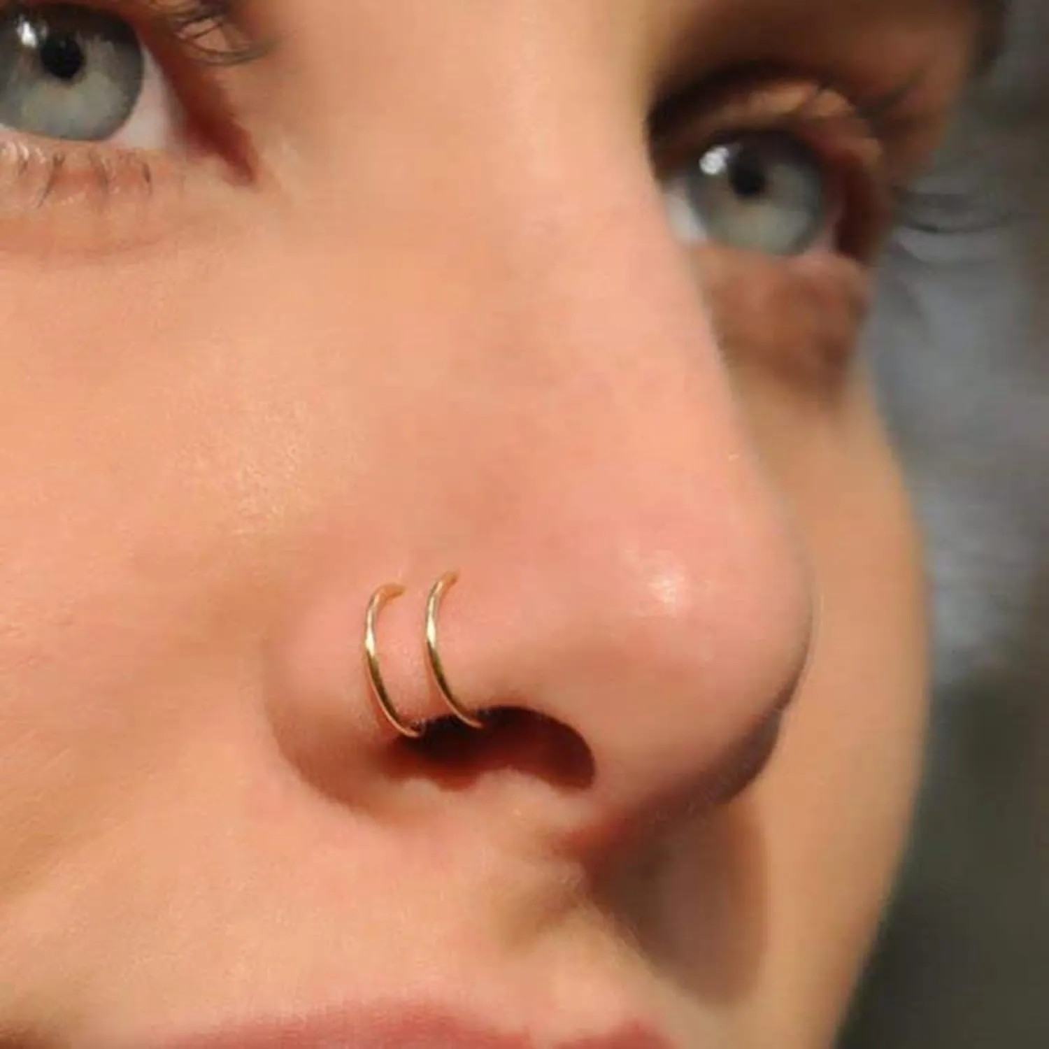 Ldurian Nose Rings for Women, Gold Hypoallergenic Nose Ring Hoop, 316L Surgical Steel Septum Cartilage Earring, 20G 18G 16G 14 Guage Diameter 5mm to 16mm Body Piercing Lip Jewelry