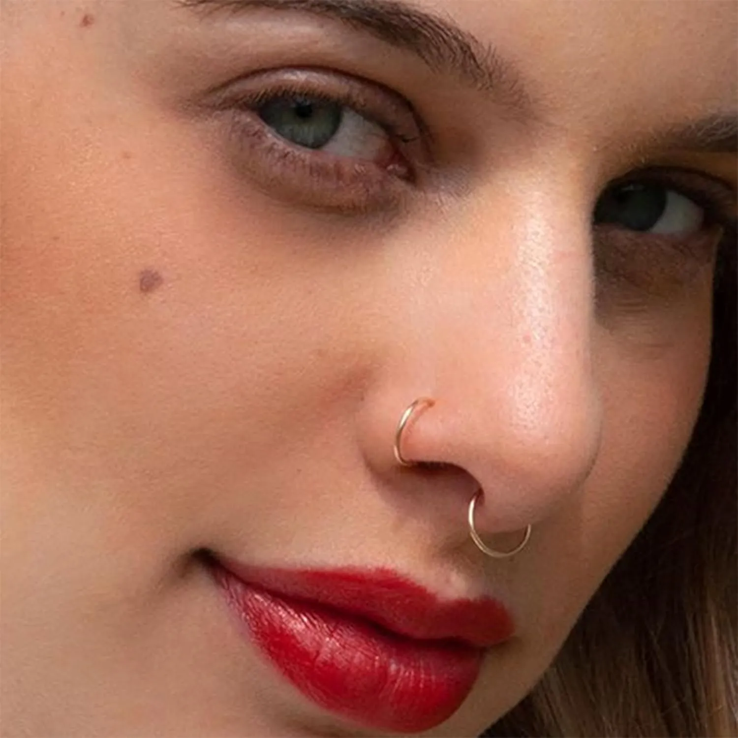 Ldurian Nose Rings for Women, Gold Hypoallergenic Nose Ring Hoop, 316L Surgical Steel Septum Cartilage Earring, 20G 18G 16G 14 Guage Diameter 5mm to 16mm Body Piercing Lip Jewelry