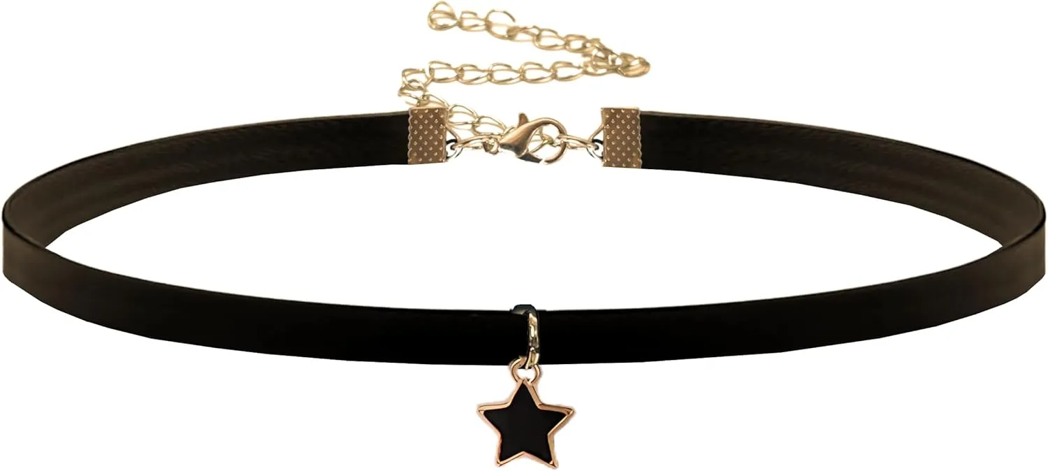 Leather Chocker, Layered Necklace with Zinc Alloy and Bead, Gothic Necklace, Layered Beads Necklace for Women, Black Bead Necklace, Goth Jewelry