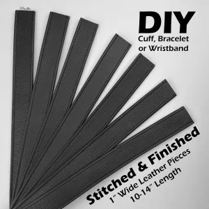 Leather Cuff, Bracelet, Wristband for DIY Project - Soft Black Leather 1 inch Wide