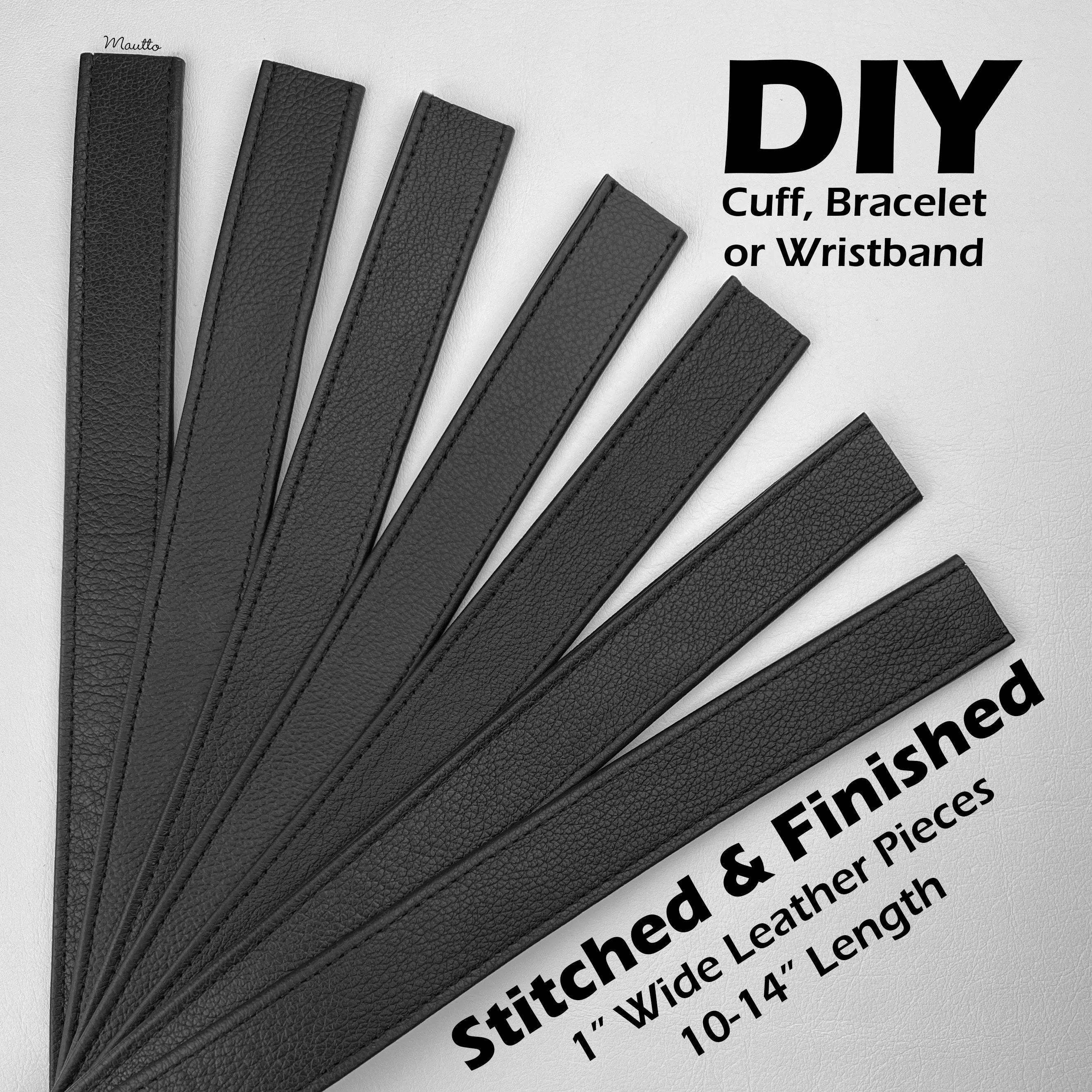 Leather Cuff, Bracelet, Wristband for DIY Project - Soft Black Leather 1 inch Wide
