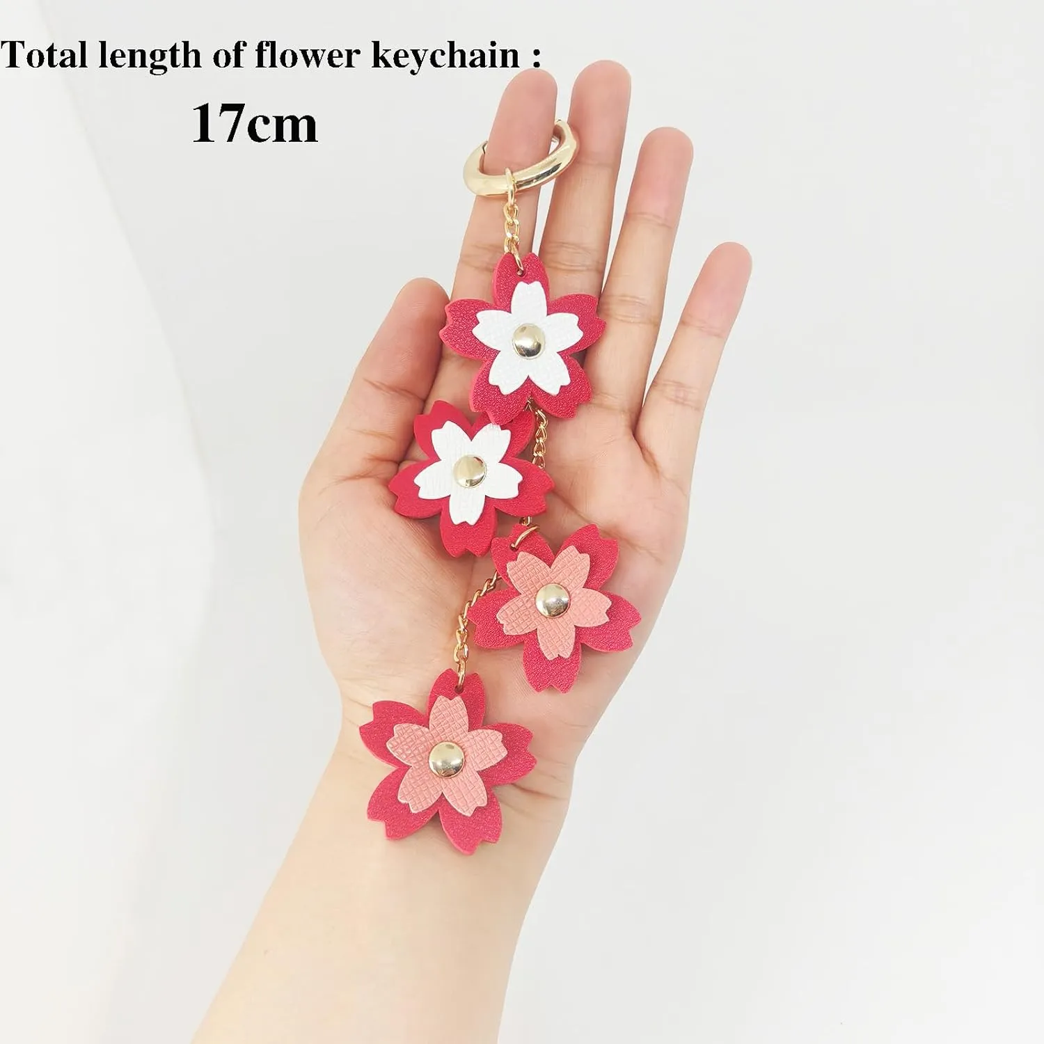 Leather Flower Decorative Keychain PU Leather Flower Keychains Boho Accessories for Women Purse Pendant Charms