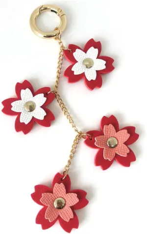 Leather Flower Decorative Keychain PU Leather Flower Keychains Boho Accessories for Women Purse Pendant Charms