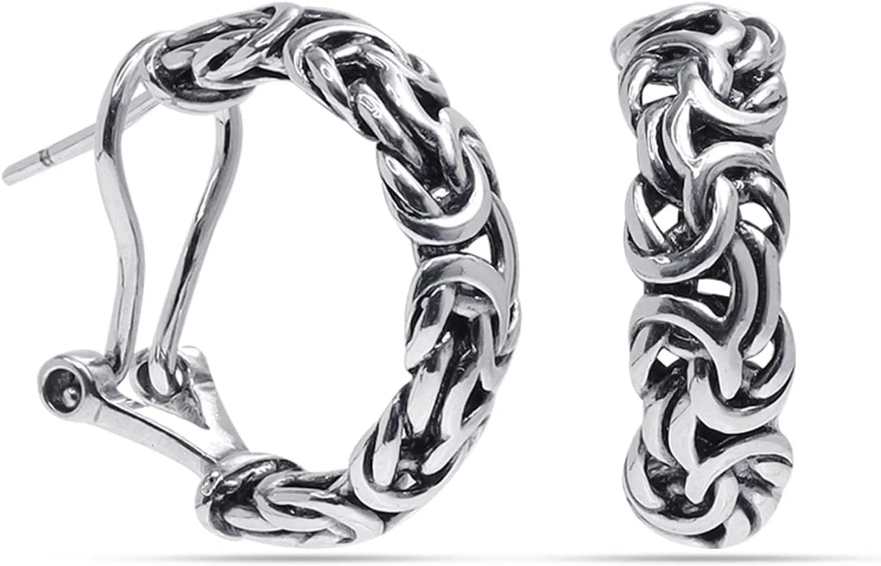 LeCalla 925 Sterling Silver Omega Back Earrings for Women | Pierced Stud Earrings Gift for Her, Wife or Girlfriend | Classic Omega Back Stud Earrings Jewelry for Daily Wear or Special Occasions