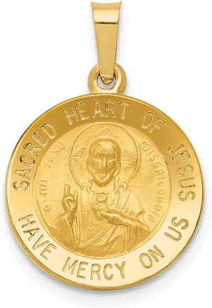 Lex & Lu 14k Yellow Gold & Satin Sacred Heart of Jesus Medal Pendant LAL89013