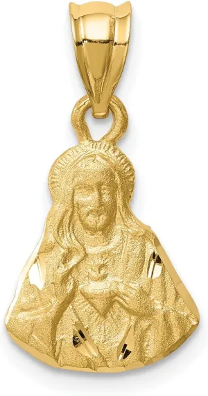 Lex & Lu 14k Yellow Gold Brushed and D/C Jesus Pendant