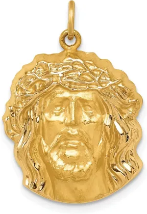 Lex & Lu 14k Yellow Gold Hollow Medium Jesus Medal Pendant LALXR1735