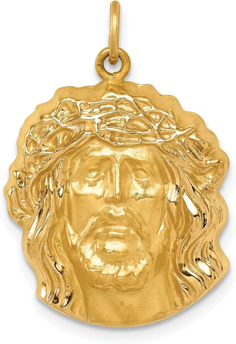 Lex & Lu 14k Yellow Gold Hollow Medium Jesus Medal Pendant LALXR1735