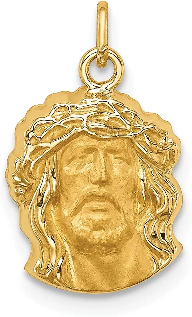 Lex & Lu 14k Yellow Gold Hollow Small Jesus Medal Pendant LALXR1737