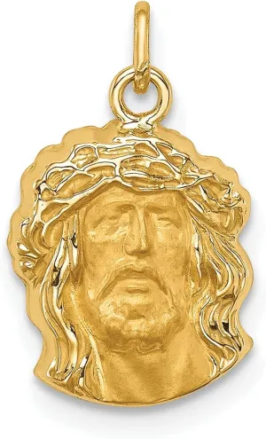 Lex & Lu 14k Yellow Gold Hollow Small Jesus Medal Pendant LALXR1737