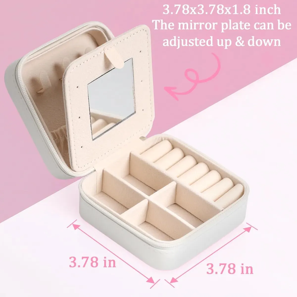 Life At Beach Theme Wall Travel Jewelry Case Organizer, Jewelry Boxes with Mirror, PU Leather Jewelry Storage Holder for Rings Earrings Pendants Necklaces, Gifts for Girls Women