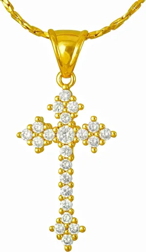 LIFETIME JEWELRY 22 CZ Stones Cross Necklace for Women 24k Real Gold Plated