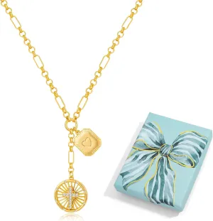 LILIE&WHITE Gold Necklace For Women Leaf Sun Pendants Heart Pendant Necklace Sun Pendant Necklace Gold Star Pendant Necklace Gold Chain Necklace Fashion Unique Jewelry