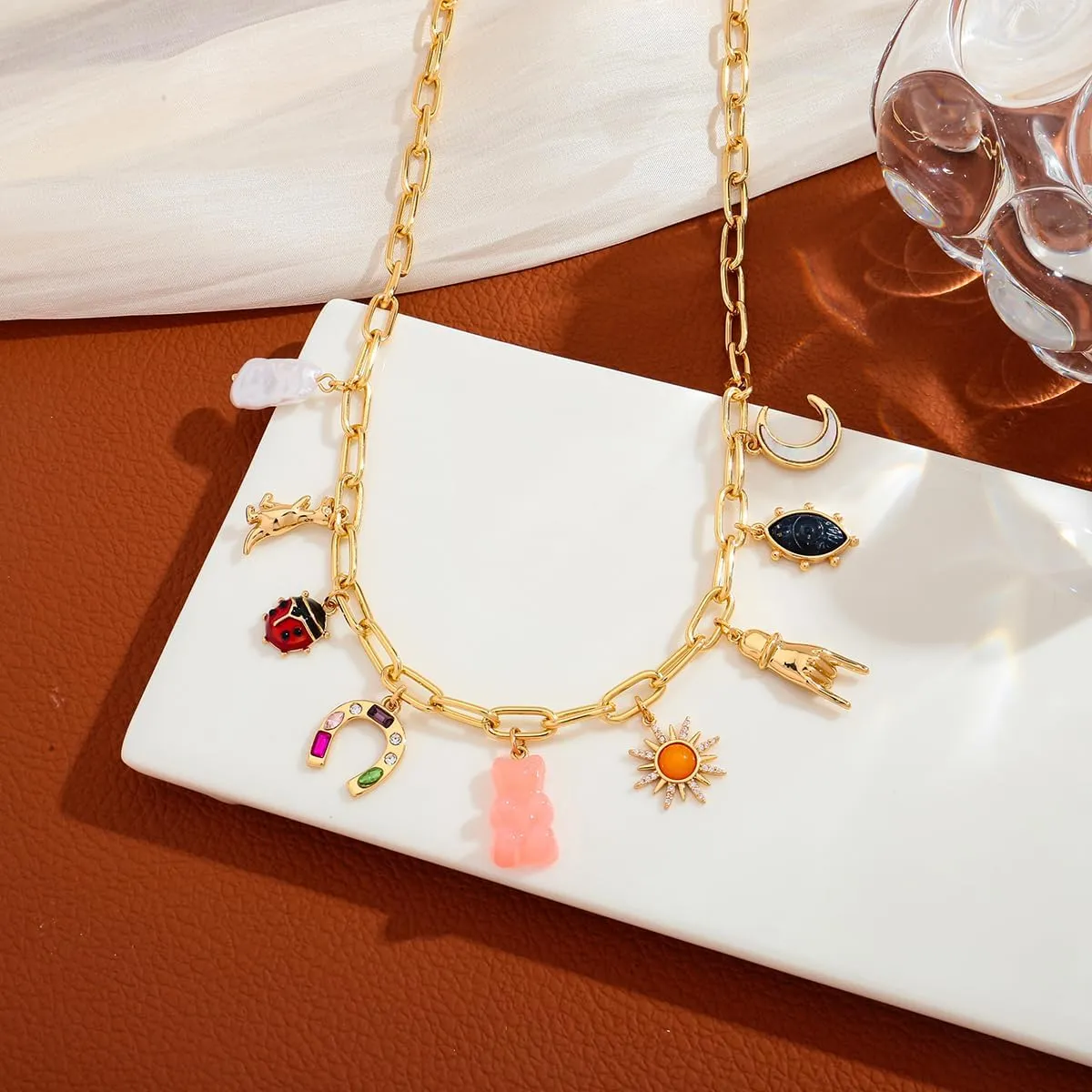 LILIE&WHITE Sea Shell Necklace For Women With Trendy Charms Summer Beach Beaded Necklace Shell Starfish Charms Fashion Jewelry