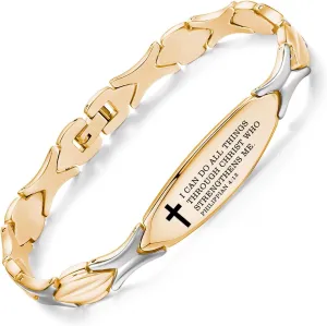 LinnaLove Religious Bible Verse Bracelet for women Inspirational Faith bracelet Christian jewelry Birthday Baptism Gift