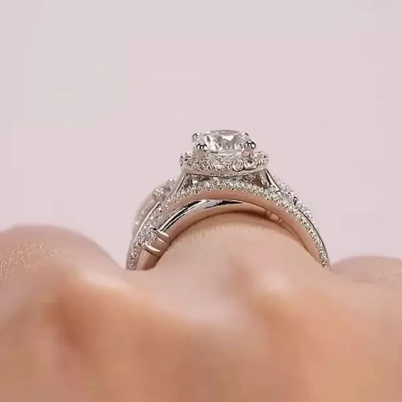 LIOYSIUT 925 Sterling Silver Moissanite or Simulated Diamond Twisted Wrapped Criss Crossover Infinity Engagement Ring for Women Simulated Diamond CZ Cross Ring for Women Size 6