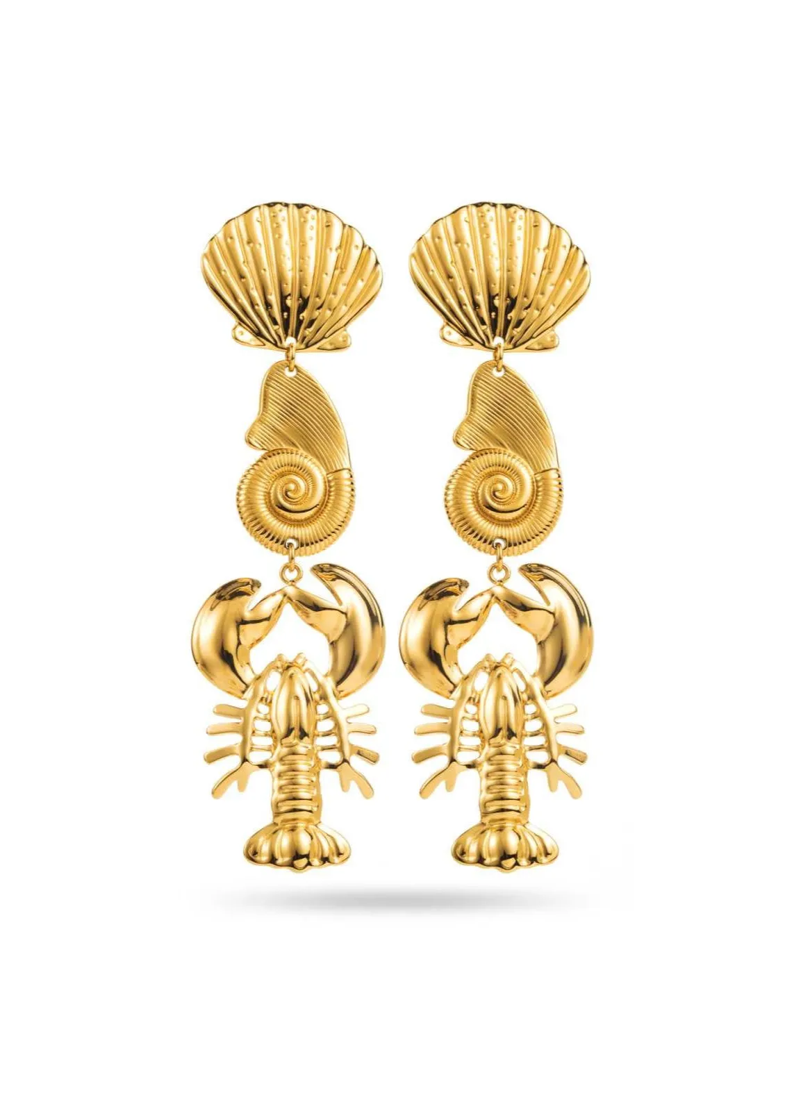 Lobster and Shell Drop Earrings