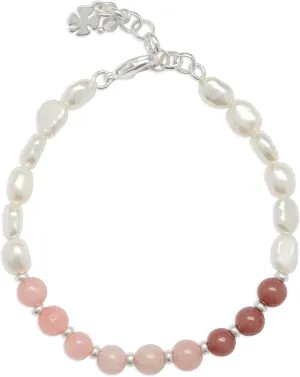 Lucky Brand Pink And Pearl Beaded Bracelet, Silver, One Size