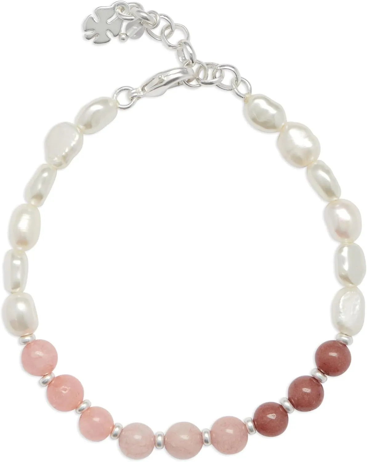 Lucky Brand Pink And Pearl Beaded Bracelet, Silver, One Size