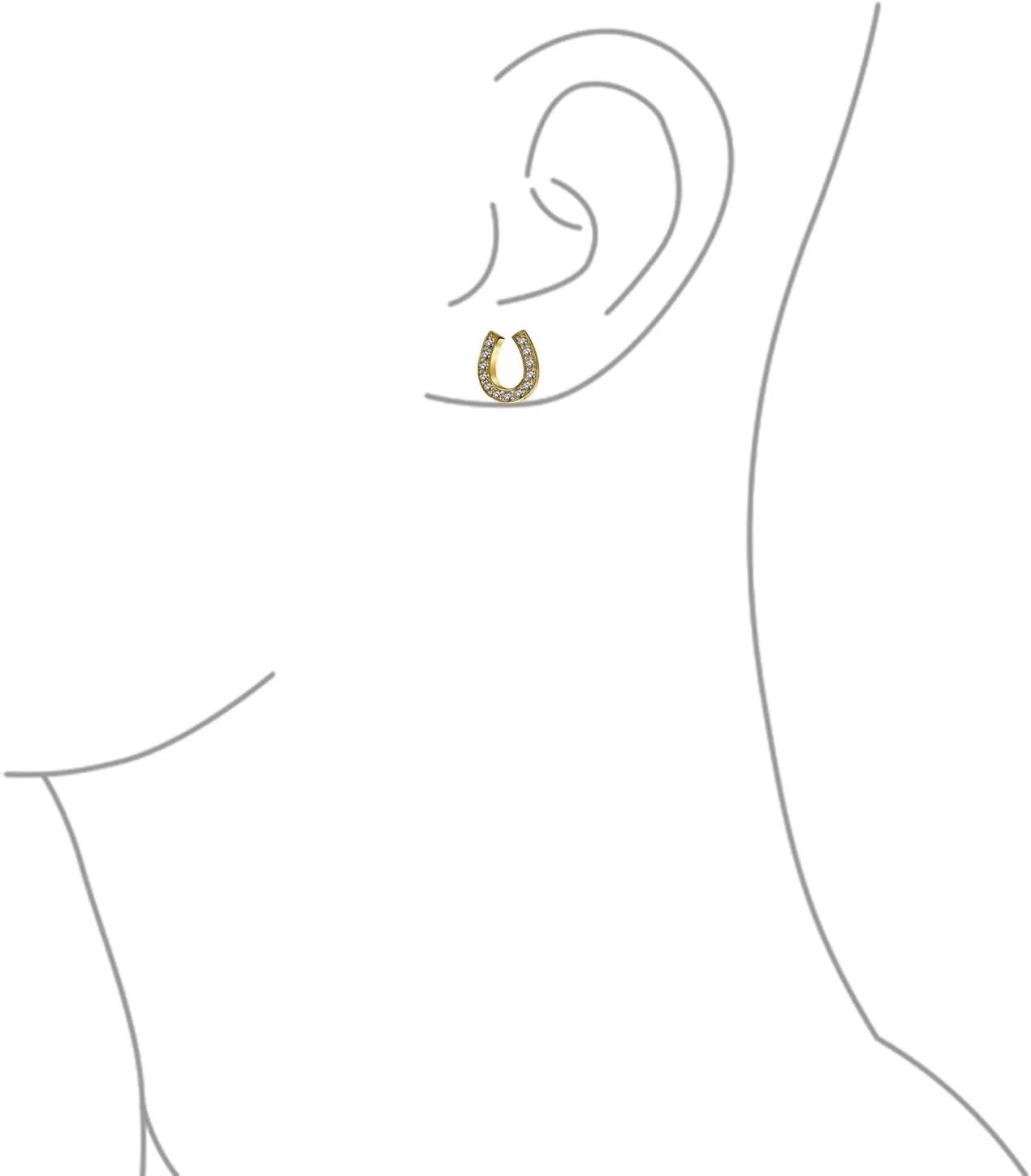 Lucky Equestrian Horseshoe Stud Earrings for Women Cubic Zirconia Pave CZ Western Jewelry Graduation Gift .925 Sterling Silver
