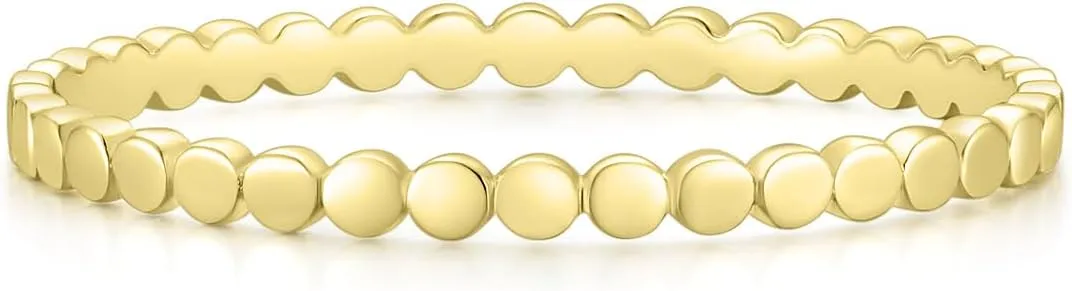 Mameloly 1.5mm 14K Gold Plated Wedding Bands for Women Dainty Stackable Thin Dot Ring Statement Ring Size 4-12