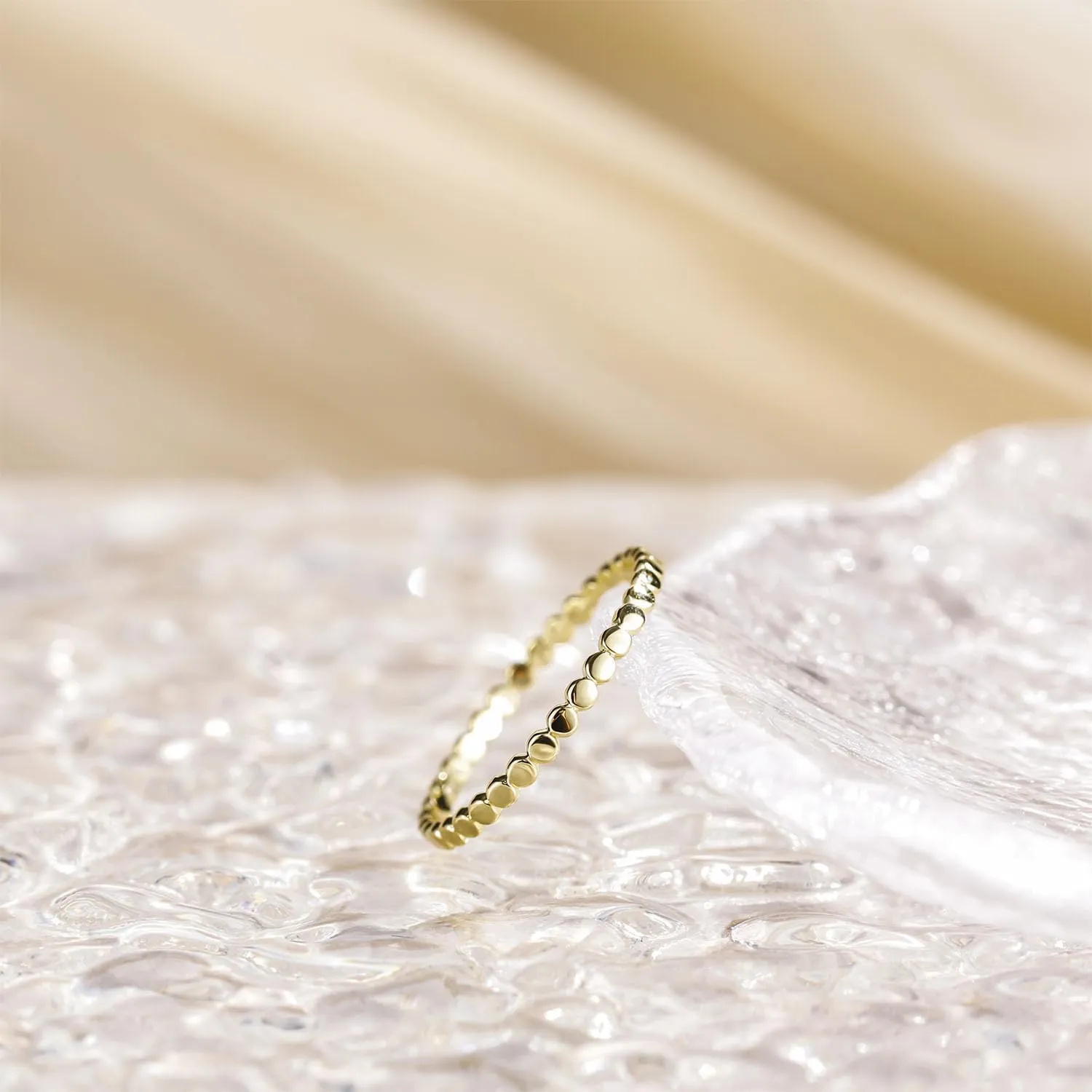 Mameloly 1.5mm 14K Gold Plated Wedding Bands for Women Dainty Stackable Thin Dot Ring Statement Ring Size 4-12