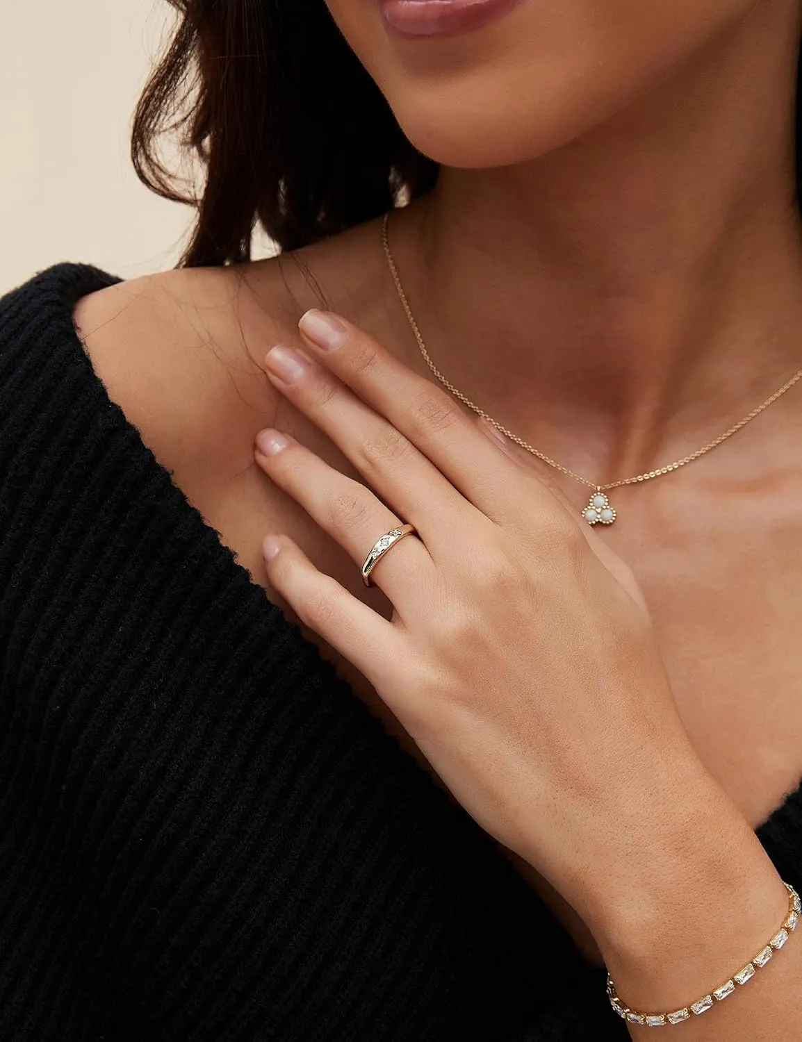 Mameloly 2.5mm 14K Gold Plated CZ Wedding Bands for Women Dainty Stackable Tiny Signet Ring Statement Rings for Her Size 4-10