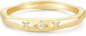 Mameloly 2.5mm 14K Gold Plated CZ Wedding Bands for Women Dainty Stackable Tiny Signet Ring Statement Rings for Her Size 4-10