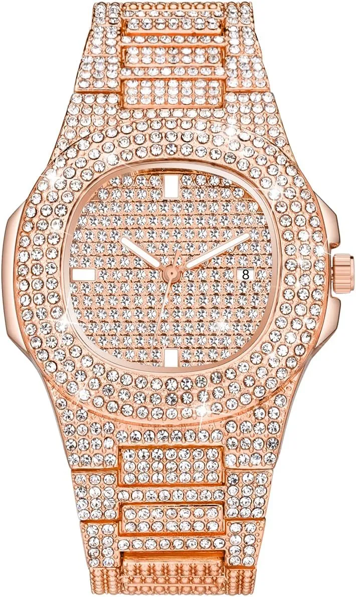 ManChDa Mens Watch for Men Lxuxury Watch Full Dimond Watch Stainless Steel Mens Watch of Hiphop Style