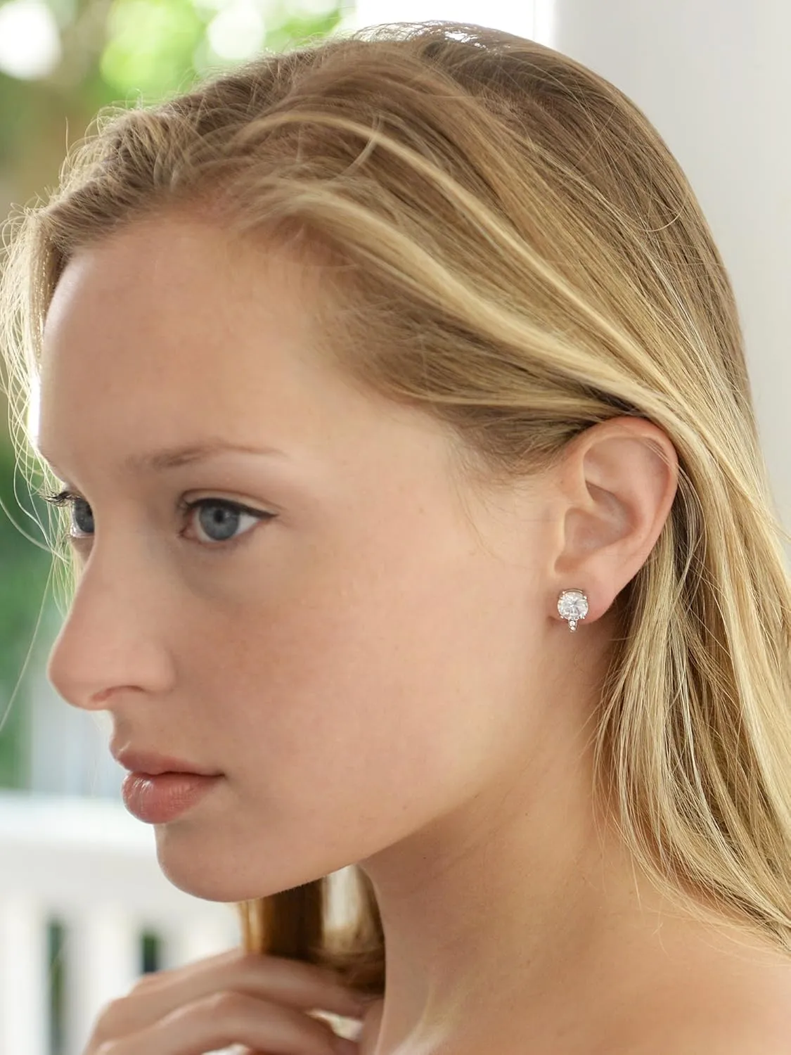 Mariell Clip-On Cubic Zirconia Crystal Stud Earring, 2 Carat, for Wedding, Bride, Prom, Birthday Gift