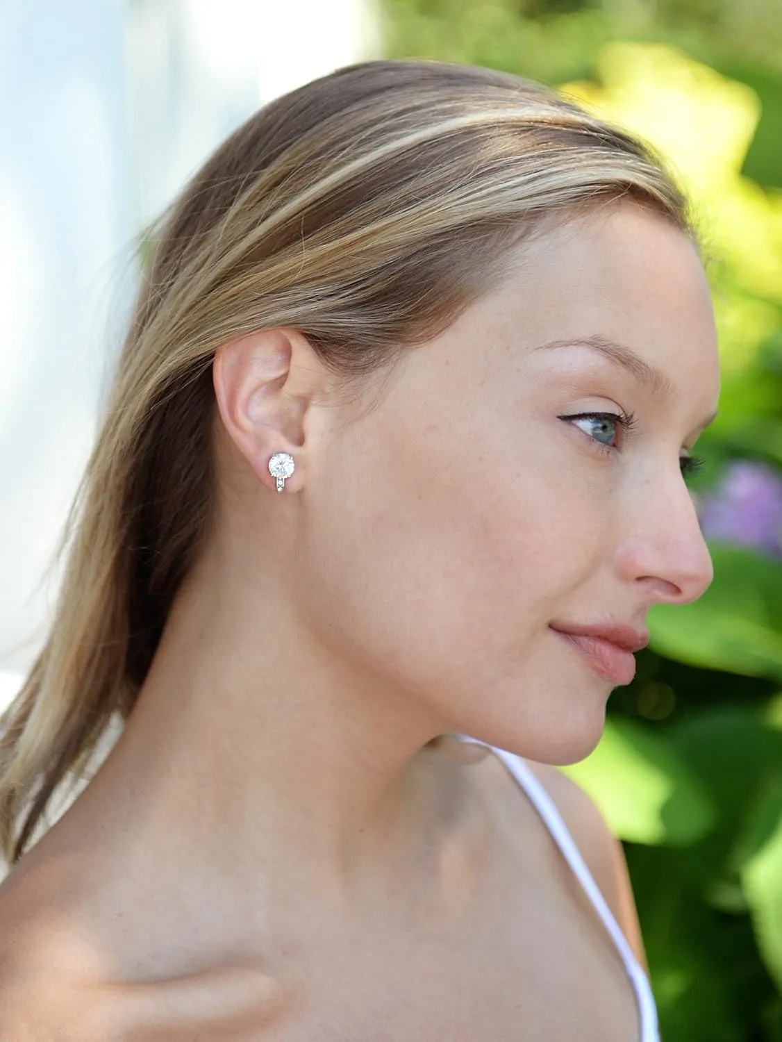 Mariell Clip-On Cubic Zirconia Crystal Stud Earring, 2 Carat, for Wedding, Bride, Prom, Birthday Gift