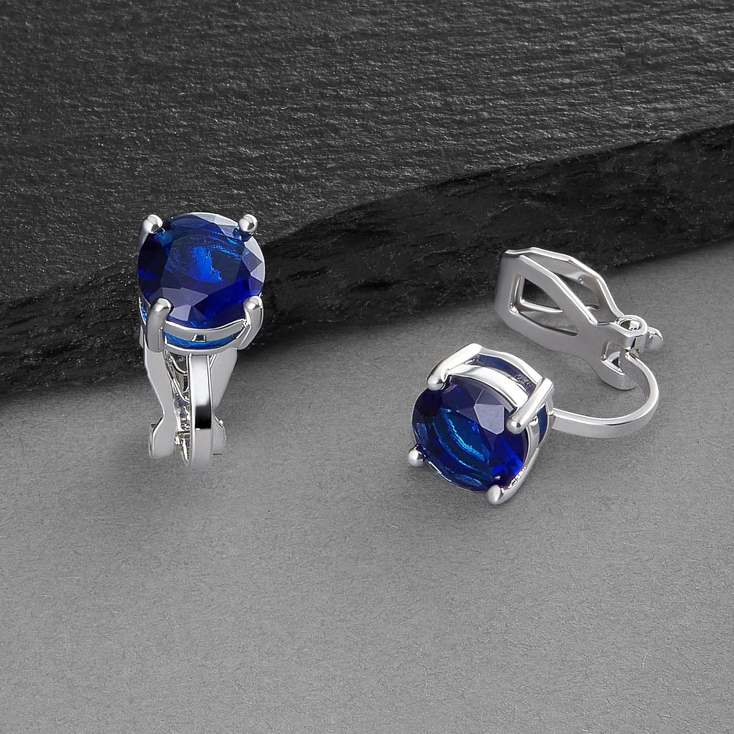 Mariell Cubic Zirconia Crystal Wedding Clip On Stud Earrings for Women, 2 Carat CZ Jewelry For Brides