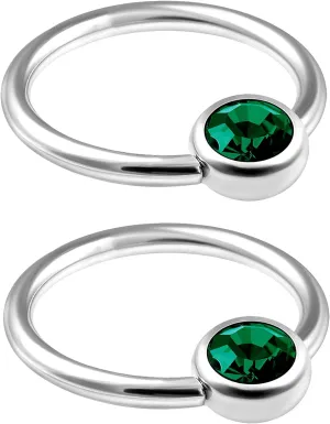 MATIGA 2Pcs Surgical Steel 16g captive ring Piercing Jewelry Tragus Nose Septum Eyebrow Cartilage 4mm Flat Crystal Ball More Choices