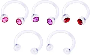 MATIGA 5Pcs Bioflex Acrylic Clear 16g Cartilage Horseshoe hoop Piercing Jewelry Septum Tragus Eyebrow 3mm Crystal Ball More Choices