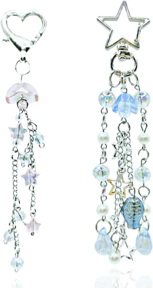 Meefisher 2 PCS Y2K Aesthetic Blue jellyfish Pink Star Accessories Keychain Cute Keyring for Women Bag Charms Pendant (B)