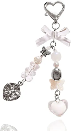 Meefisher White Bear Y2K Aesthetic Accessories Gift Keychain Cute Love Heart Keyring for Women Bag Charms Pendant, Kawaii Jewelry Gifts