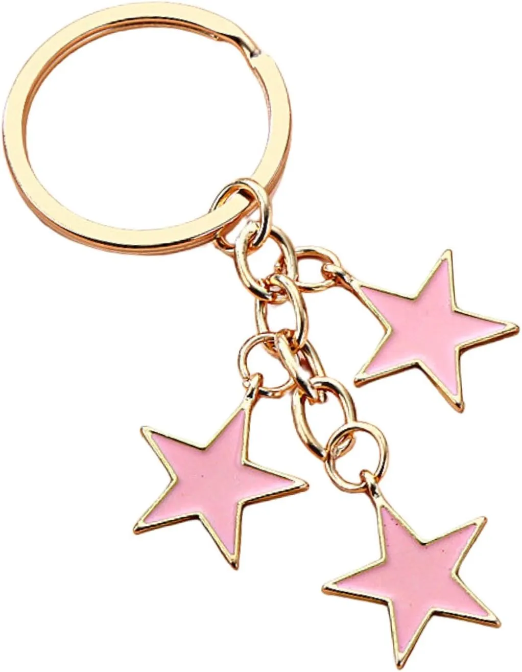 Meefisher Women's Stars Bag Charms Cute Enameled Keychain Keyring for Purse Accessories Kawaii Aesthetic Gifts,Light Pink