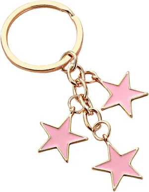 Meefisher Women's Stars Bag Charms Cute Enameled Keychain Keyring for Purse Accessories Kawaii Aesthetic Gifts,Light Pink