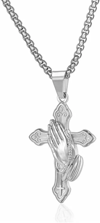 Men Women Crucifix Cross Jesus Cross Pendant Necklace,18K Gold Plated Prayer Bless God Cross Necklace Jewelry,Bible Verse Round Tag Disc Religious Necklace24 Inch Chain